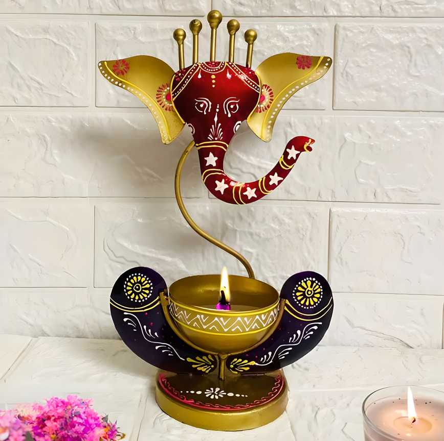 Handcrafted Ganesha Tealight Candle Holder β Spiritual Home Decor by Elitemaart Store
