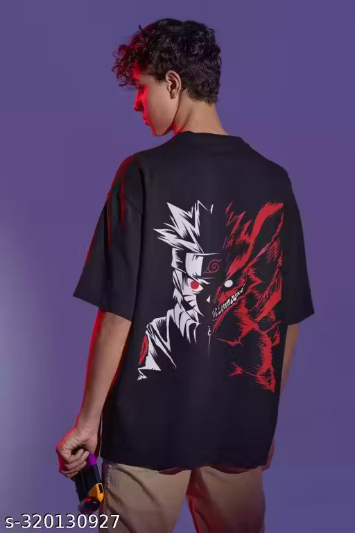 Urbane Sensational Men’s Cotton Blend T-Shirt | Anime Back Print | Short Sleeves | Printed Design