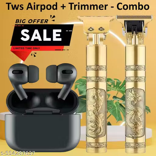 Bluetooth Headphones Earbuds with 30 hours playtime + Hair Trimmer - Combo