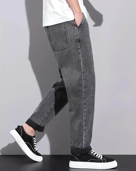 Classic Momfit Jeans for Men | High-Rise Relaxed Fit | Stylish Mid-Blue Denim