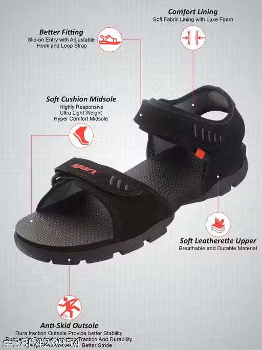 Sparx Black Sandals for Men