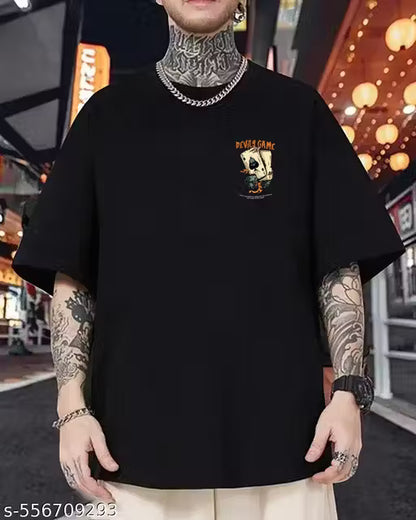 Men’s Oversized Printed T-Shirt | Cotton Blend | 3/4 Sleeve Casual Tee