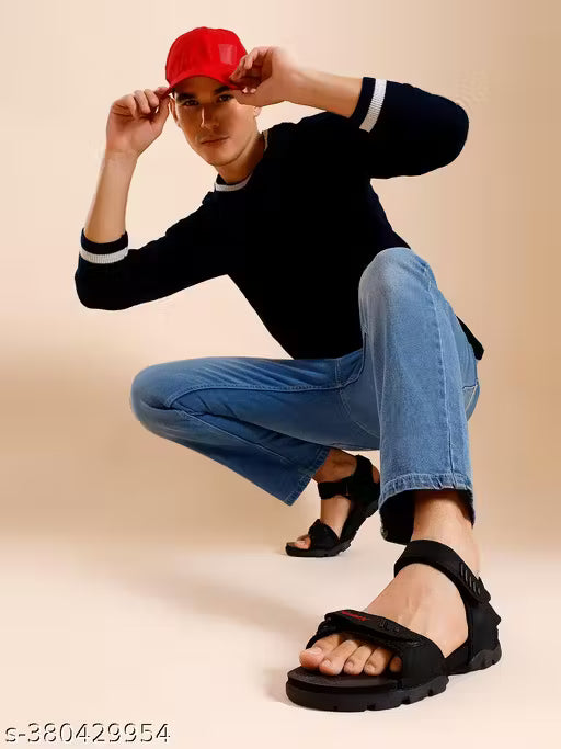 Sparx Black Sandals for Men
