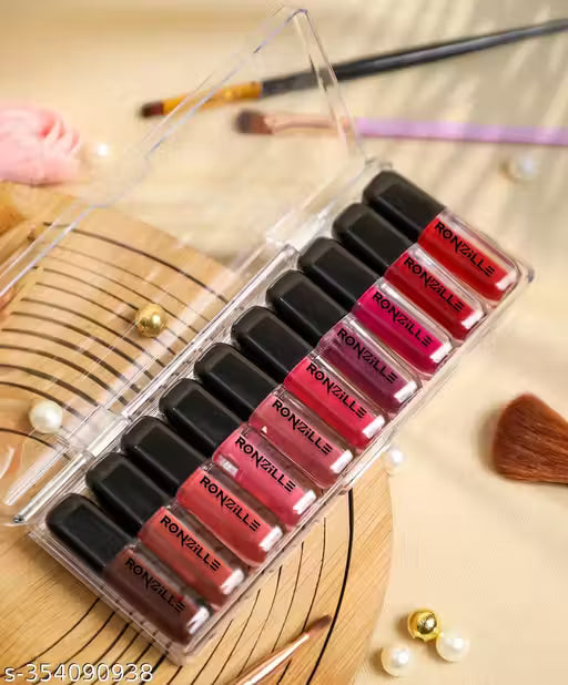 Ronzille Long Lasting Waterproof Non-Transfer Liquid Matte Lipstick – Set of 10
