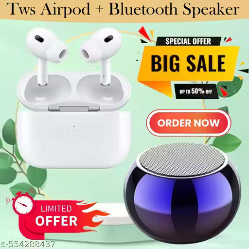 TWS Earbuds with 30H Playtime + Mini Speaker Combo