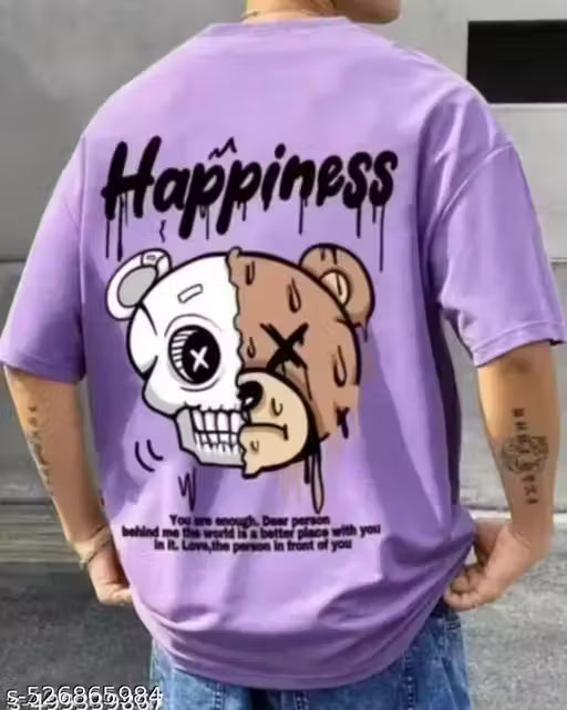 Men’s Round Neck Stylish Oversize T-Shirt | Cotton Blend | Printed Design | Short Sleeves