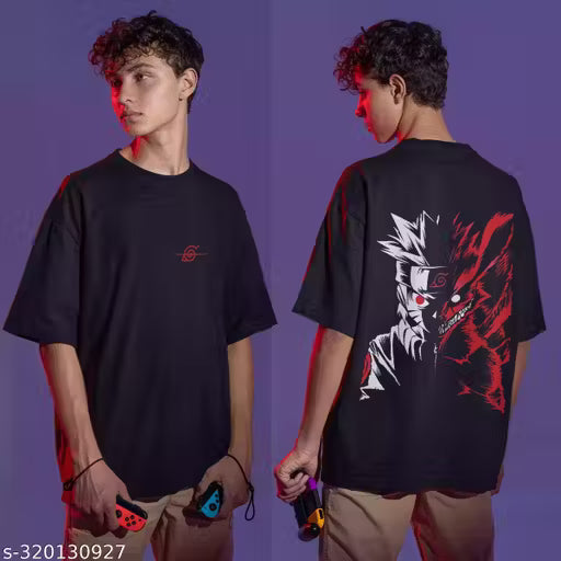 Urbane Sensational Men’s Cotton Blend T-Shirt | Anime Back Print | Short Sleeves | Printed Design