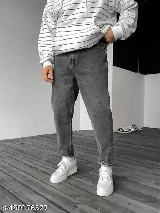 Classic Momfit Jeans for Men | High-Rise Relaxed Fit | Stylish Mid-Blue Denim