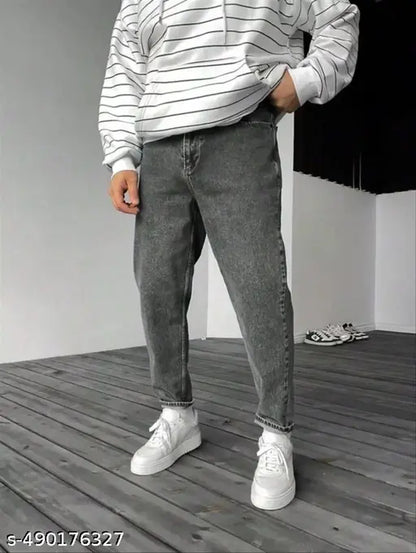 Classic Momfit Jeans for Men | High-Rise Relaxed Fit | Stylish Mid-Blue Denim
