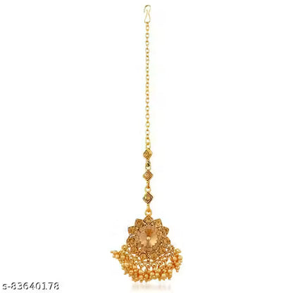 Gold Plated Choker Jewellery Set for Women | LCT Austrian Diamond Necklace with Earrings &amp; Maangtika